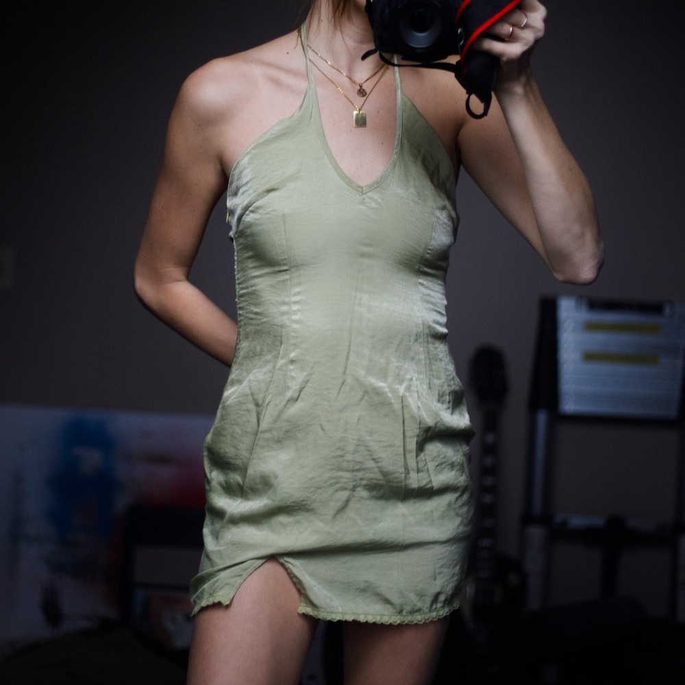 Princess Polly size small slip green halter dress